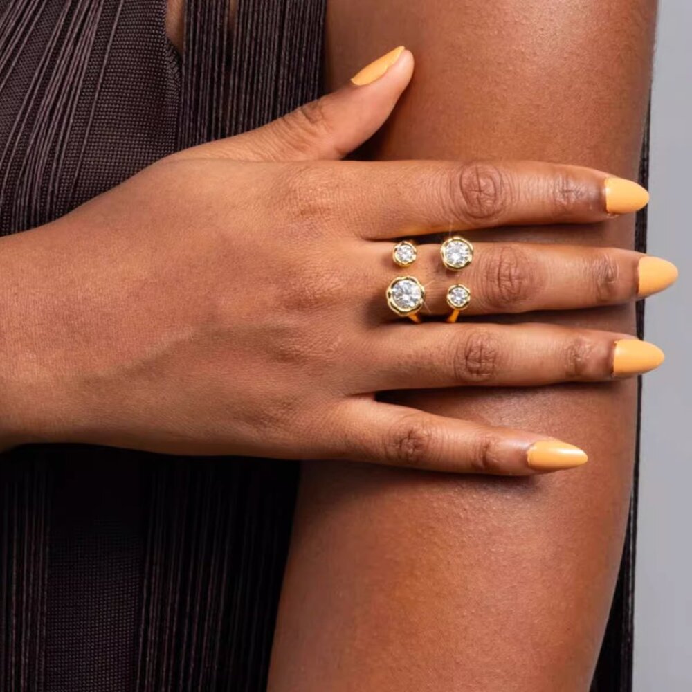 Alexis Bittar Asterales Gold Open Ring Crystal and Gold Open Ring